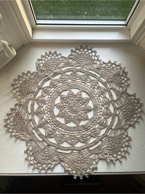 Handmade Linen Crochet Doily Accent